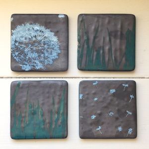 NEW - Kiku Handmade Glass Coasters - Set of 4